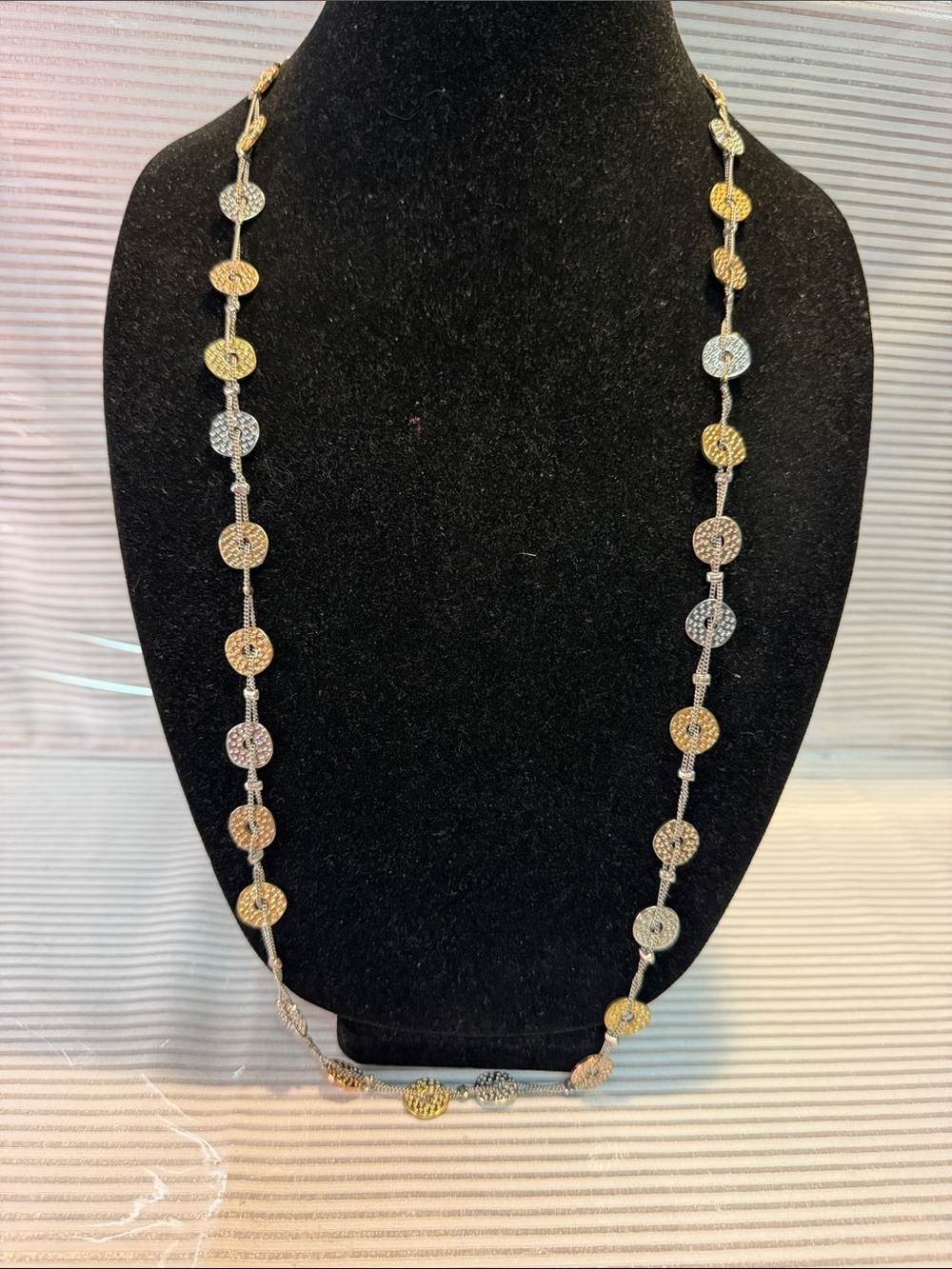 Source Unknown Two-Tone Disc Station Necklace - Gold & Silver